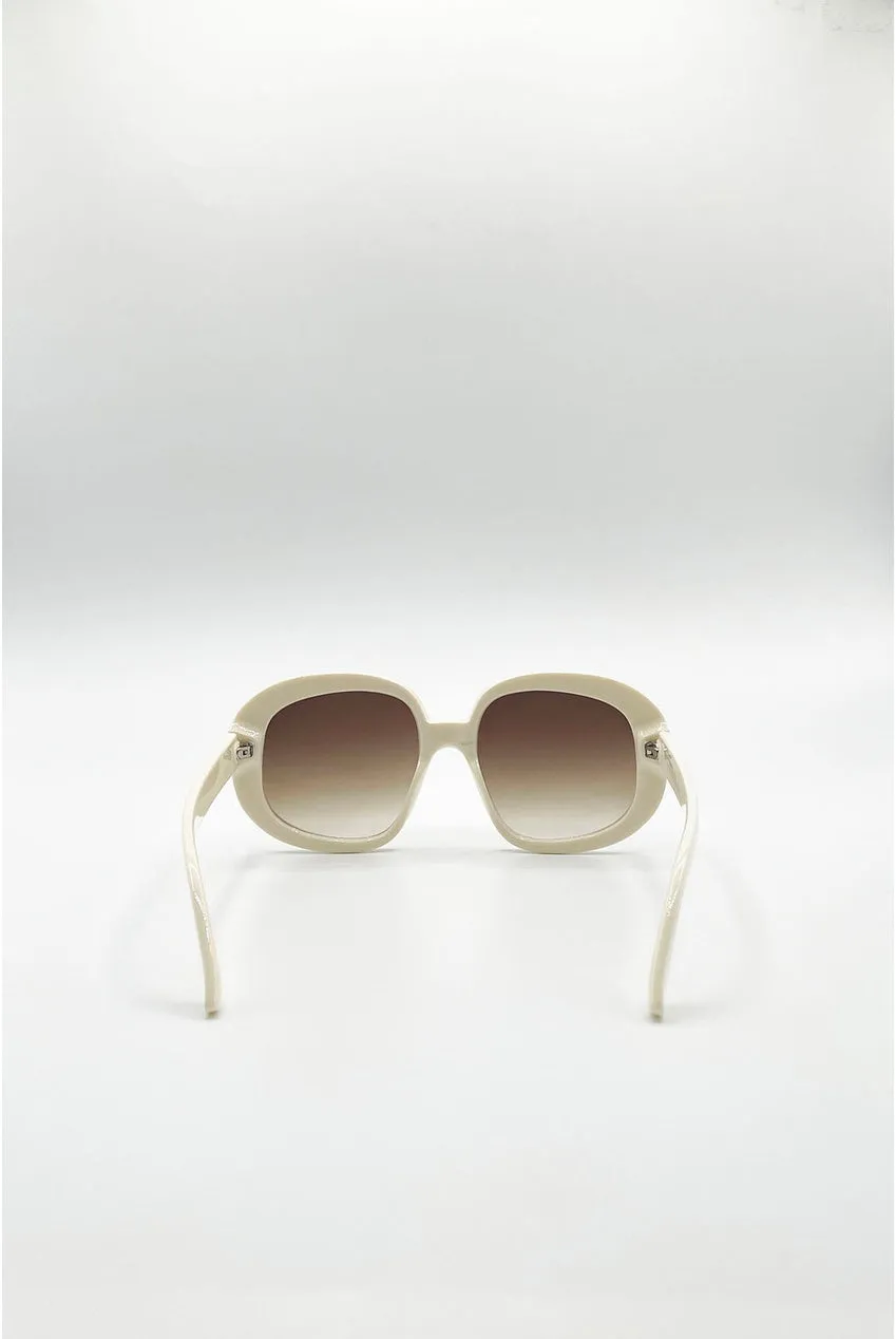 SVNX occhiali sole tondi oversize crema