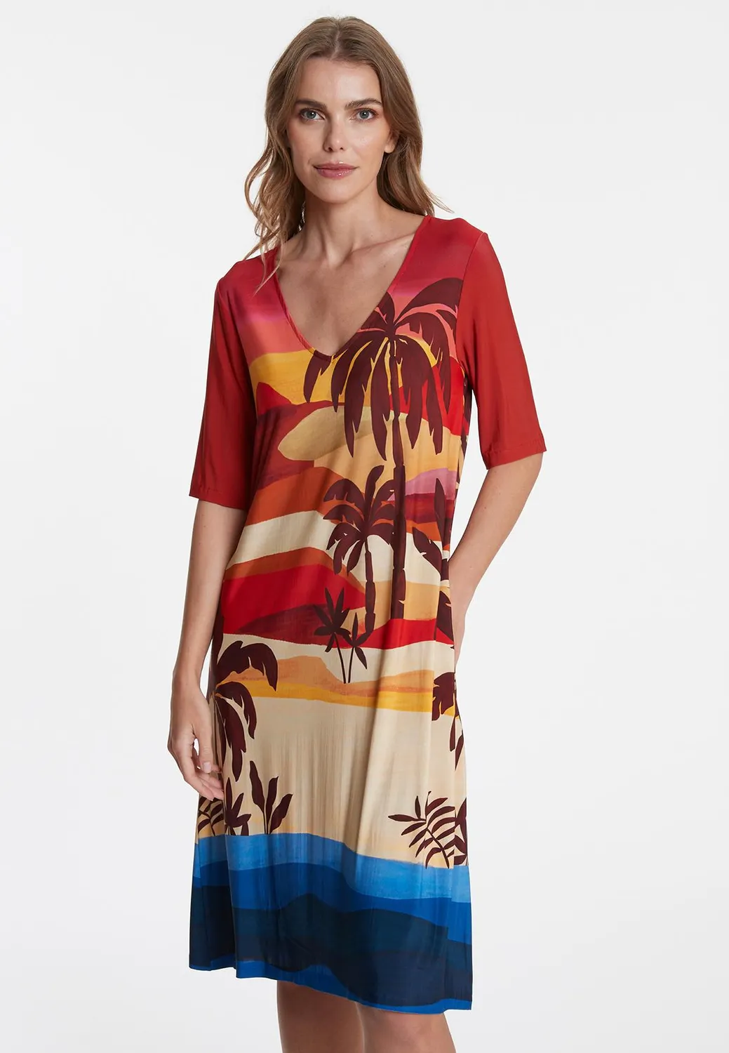 Ana Alcazar Zorana abito hawaii palme scollo V
