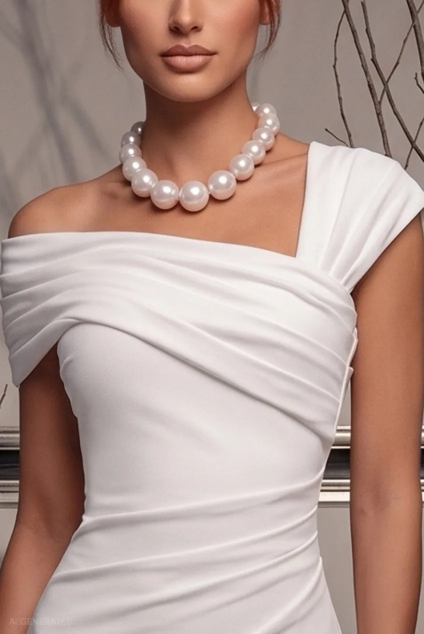 Goddiva Stone Age Costume Halloween Midi Bianco Monospalla