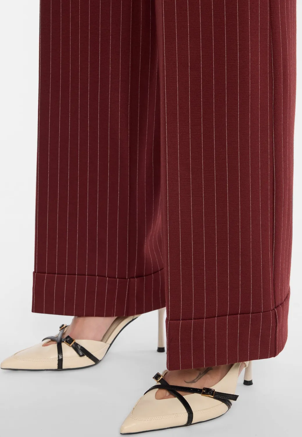Ana Alcazar Elbrisa pantaloni Marlene bordeaux gessati