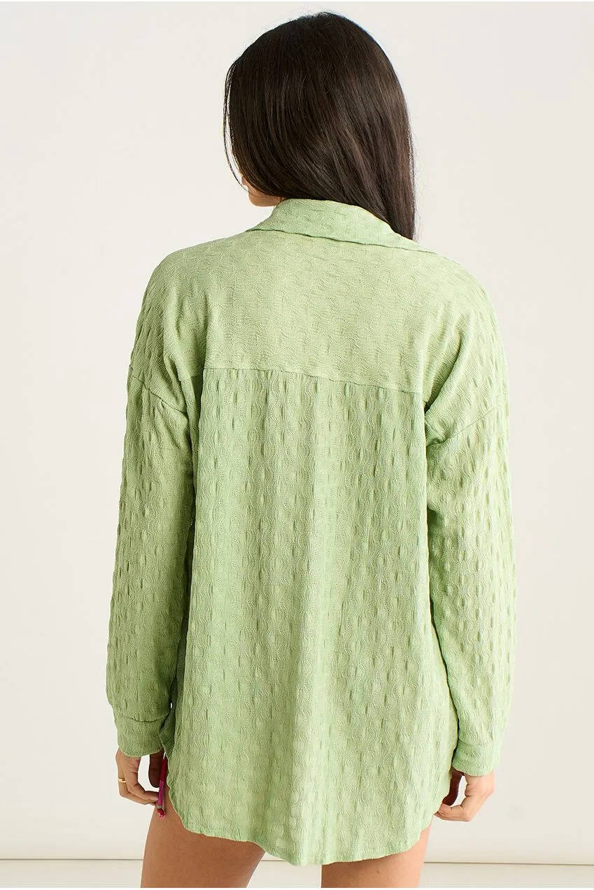 Gini London camicia verde salvia oversize manica lunga