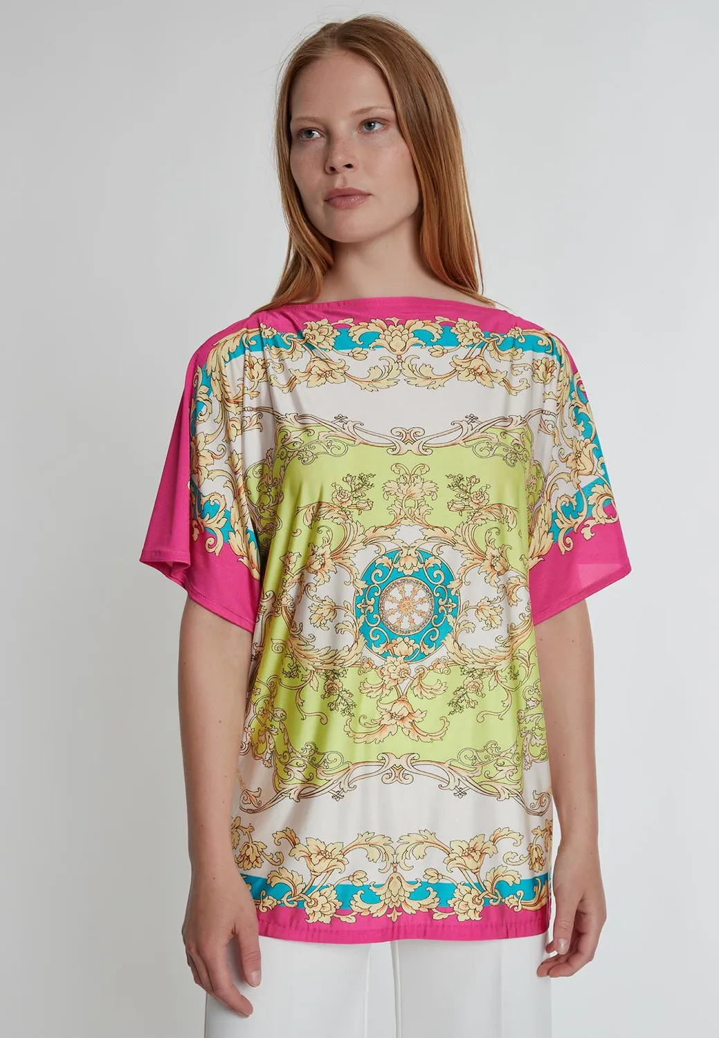 Ana Alcazar Konara top jersey stampa foulard