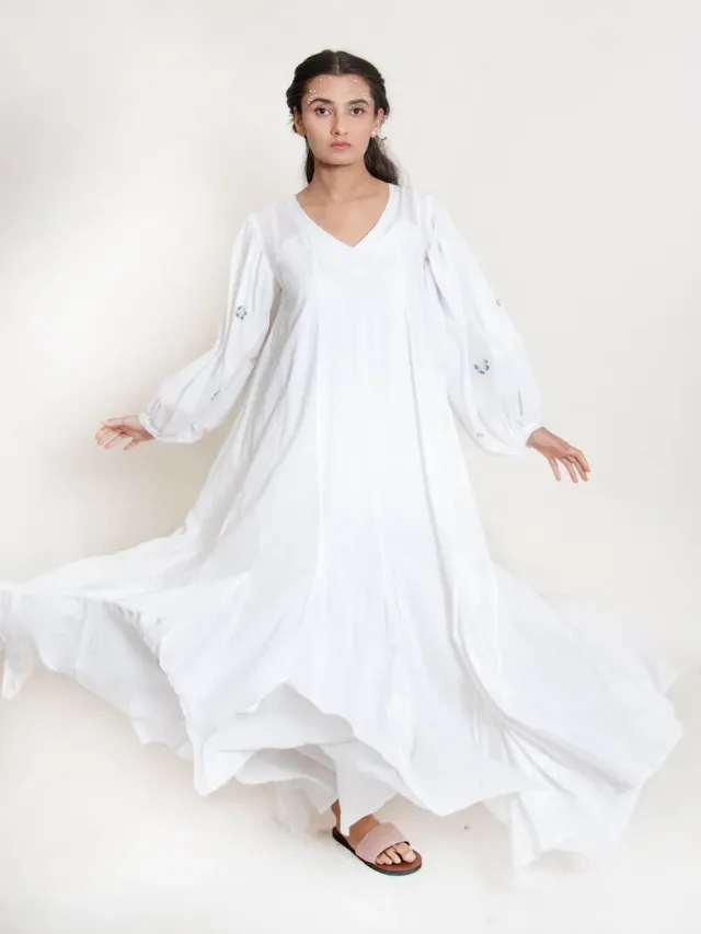 Our Dve Seeho abito maxi bianco cotone ricamato