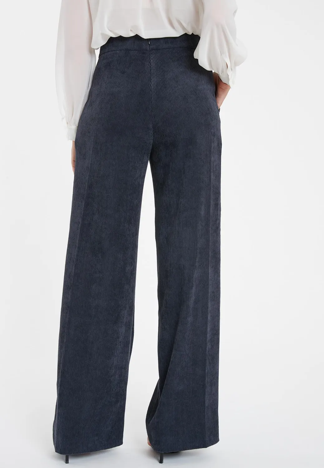 Ana Alcazar Saskia pantaloni velluto neri zampa