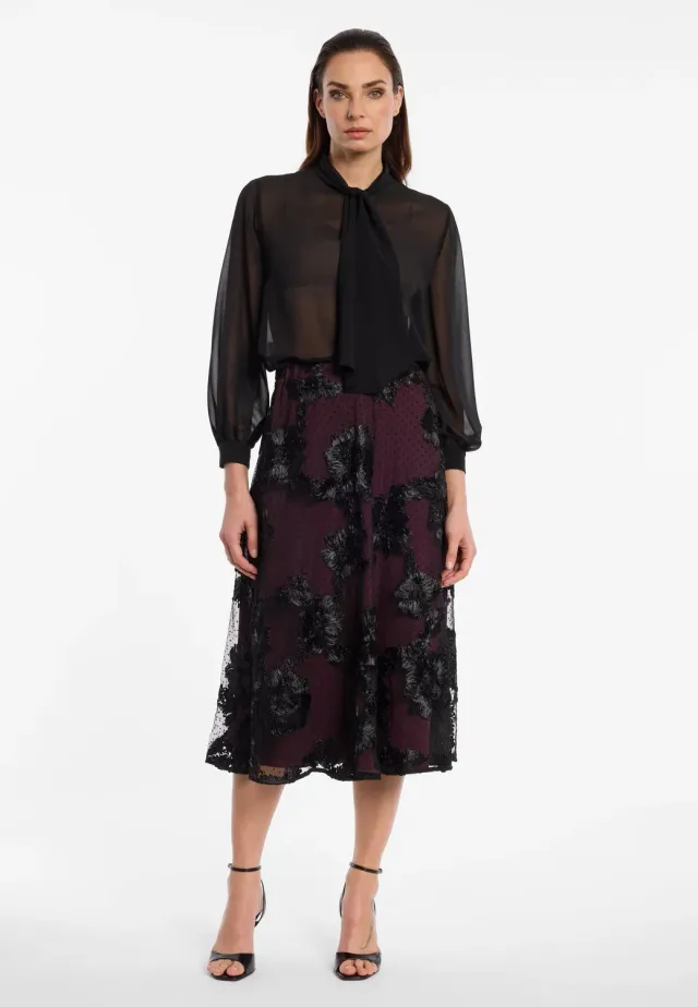 Ana Alcazar Elvena gonna midi bordeaux fiori