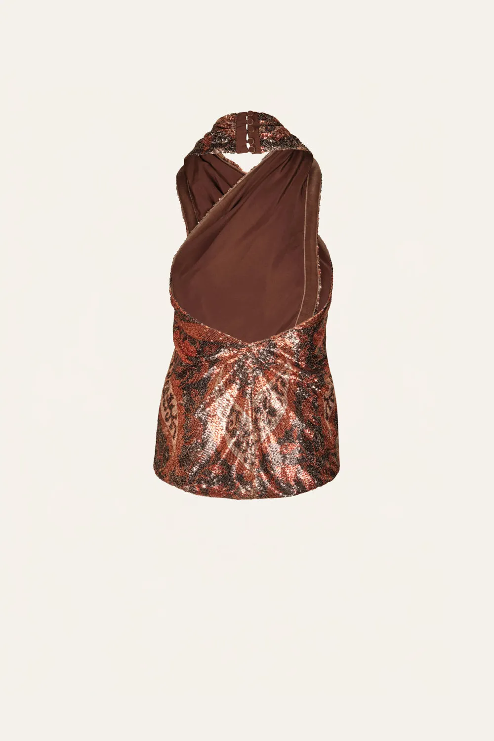 Johanna Ortiz Glimmering Frost Top Paillettes Marrone
