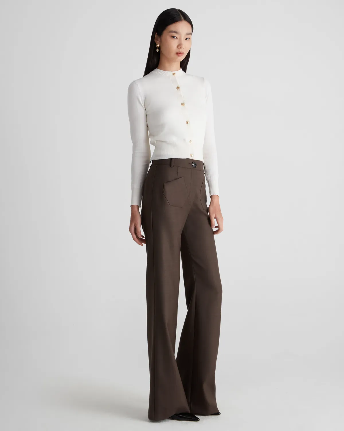 Violante Nessi Aditi cardigan avorio cashmere cotone