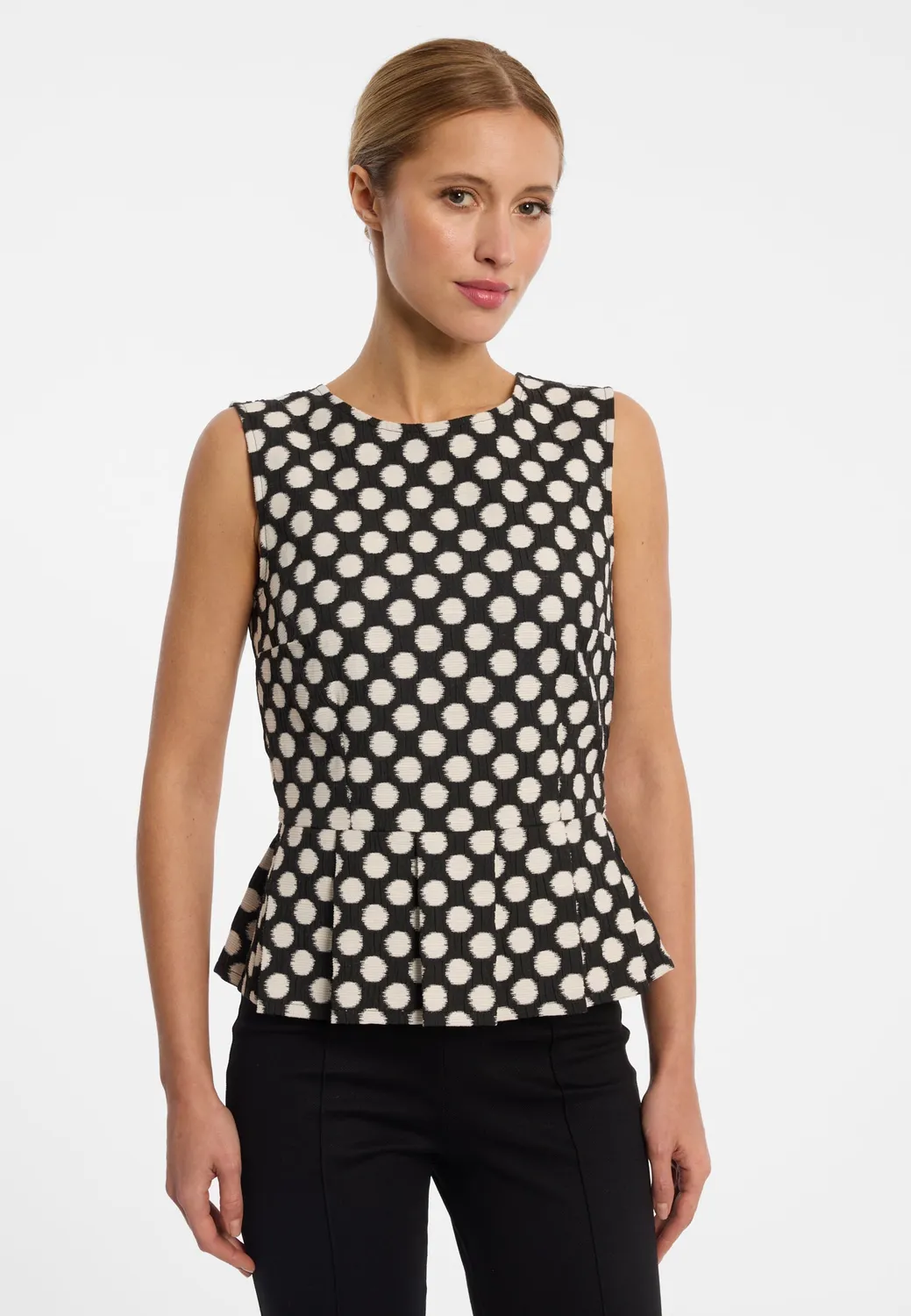 Ana Alcazar Enlaya top peplo pois jacquard
