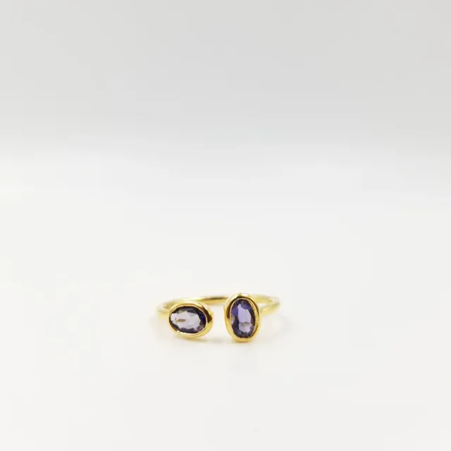 Our Dve 2 Stone Amethyst anello oro ametista