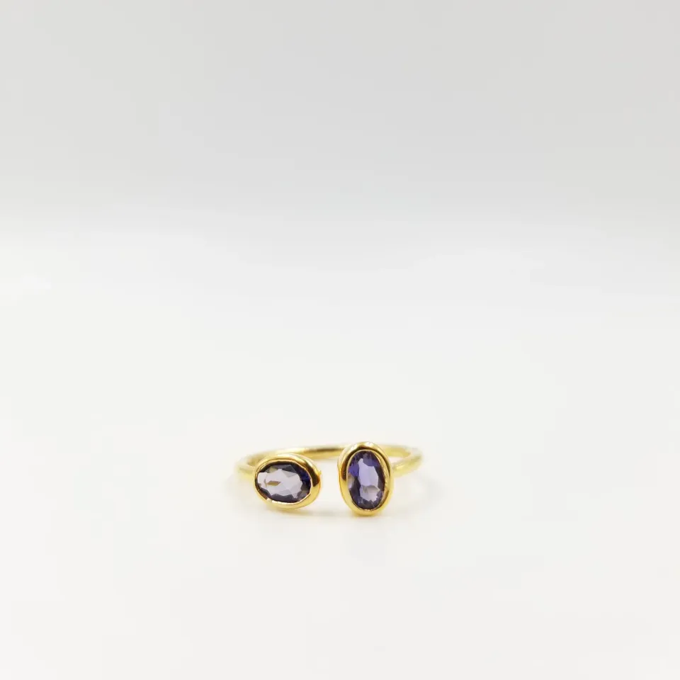 Our Dve 2 Stone Amethyst anello oro ametista