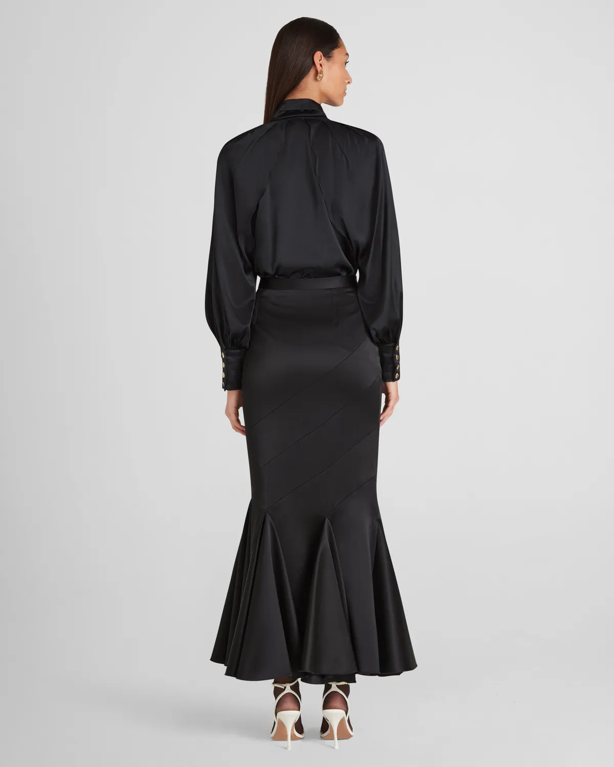 Violante Nessi Rossini camicia satin seta nero