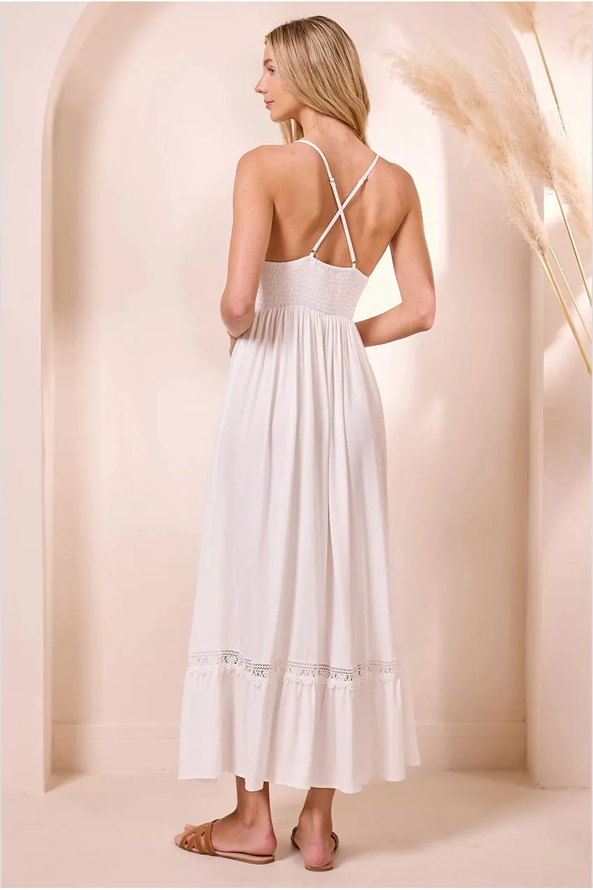 Angeleye Cami Crochet abito bianco maxi
