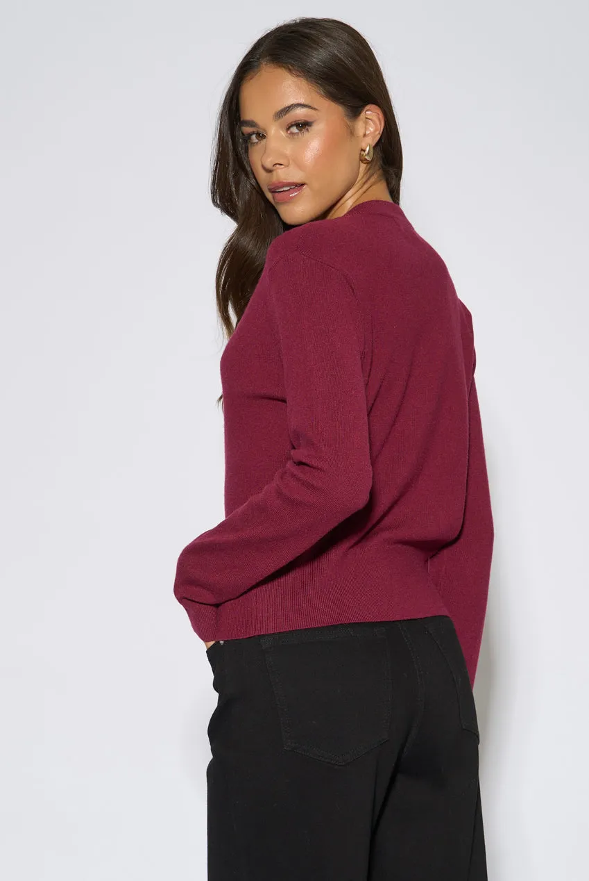 Gini London cardigan maglia fine bottoni oro mora