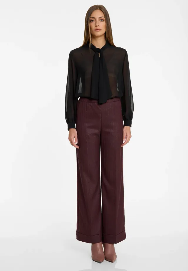 Ana Alcazar Adena pantaloni gessati bordeaux larghi