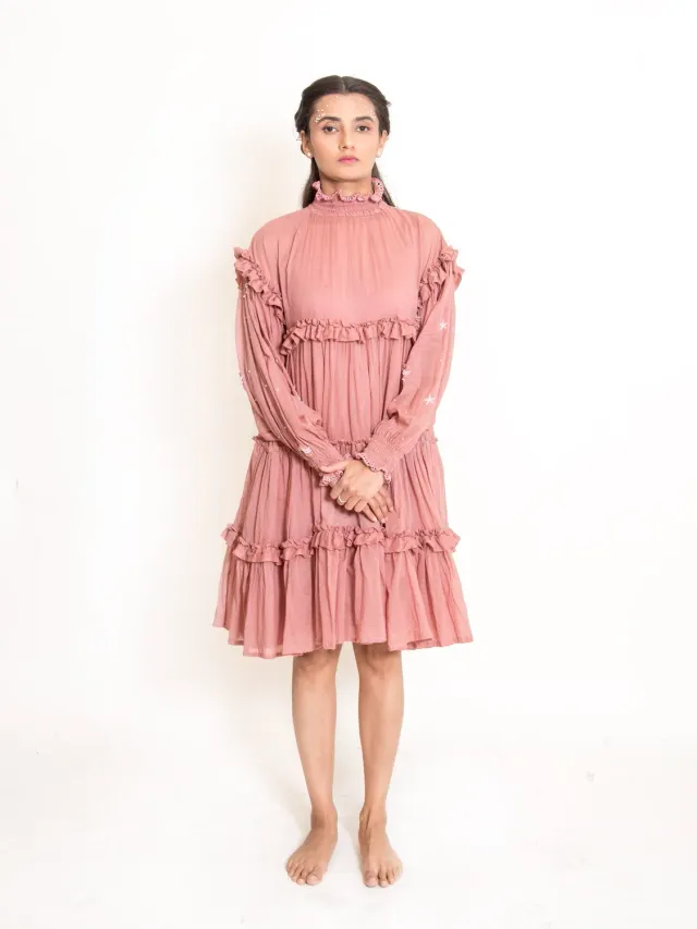 Our Dve Squid Dress vestito cotone rosa cipria