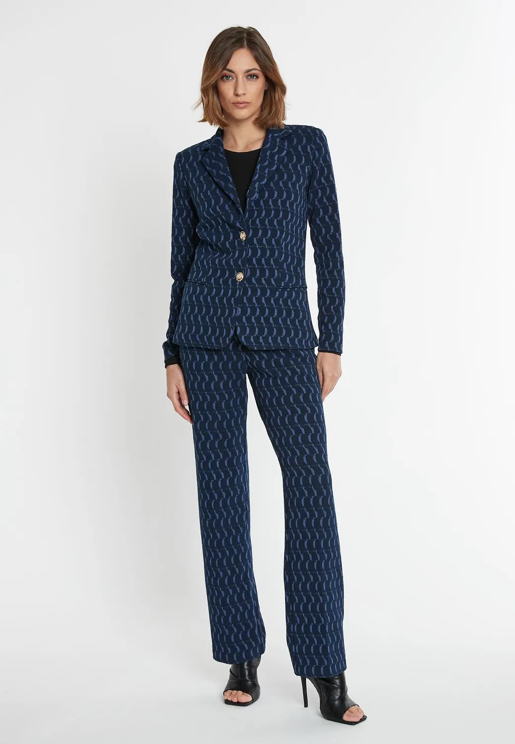 Ana Alcazar Siwa blazer jacquard blu onde