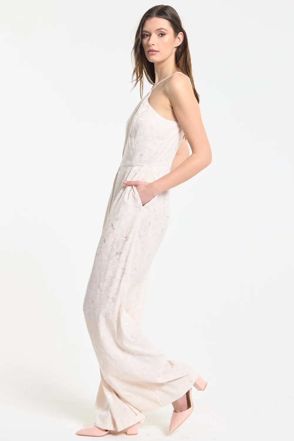 Liquorish tuta champagne jacquard gamba larga crema