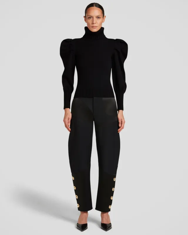 Violante Nessi Georgia maglione nero collo alto merino Zegna