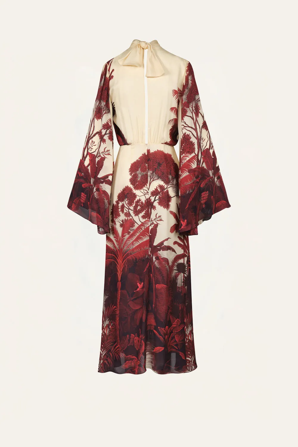 Johanna Ortiz Maiden Voyage abito seta rosso ecru