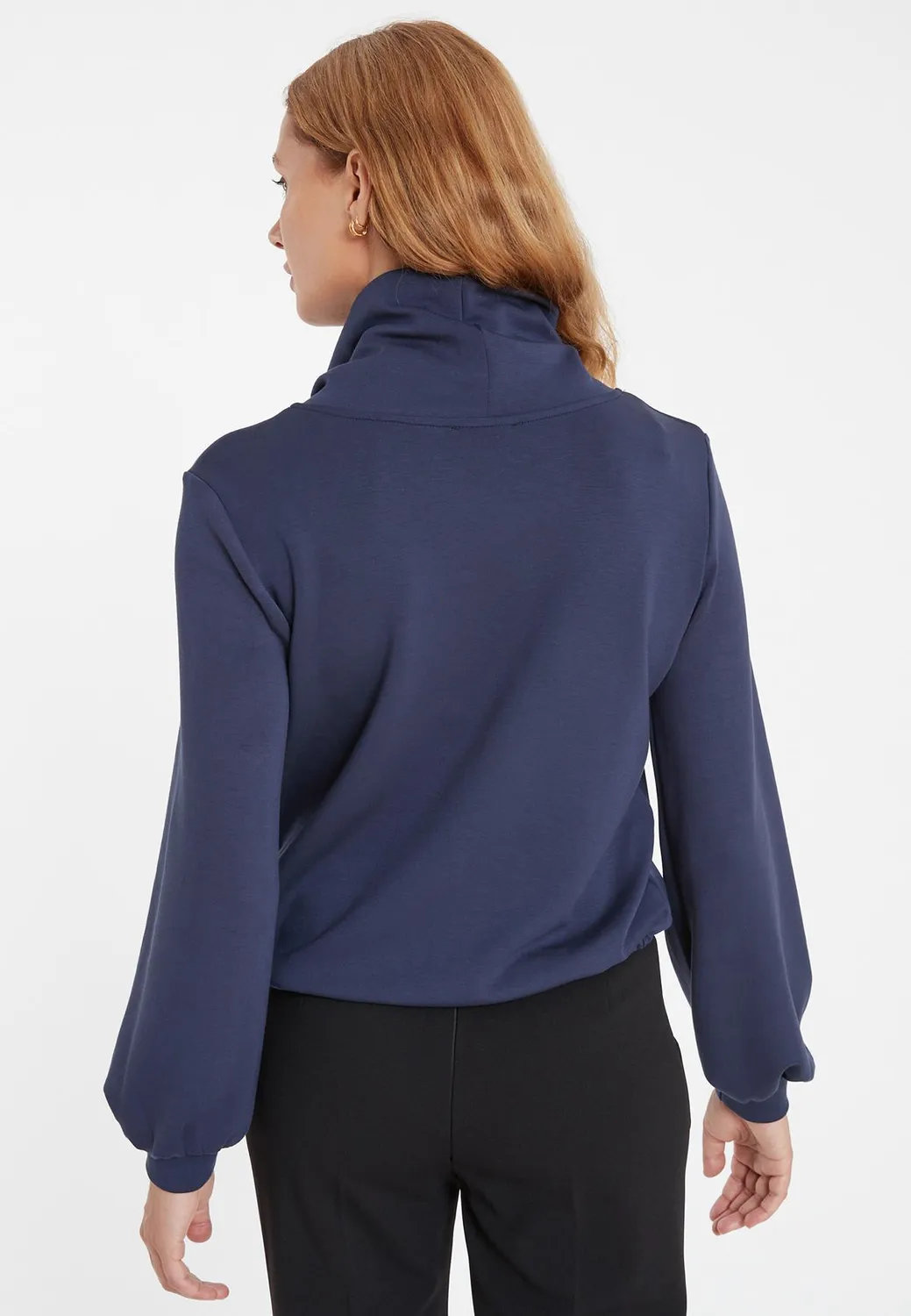 Ana Alcazar Selmy top collo alto blu jersey
