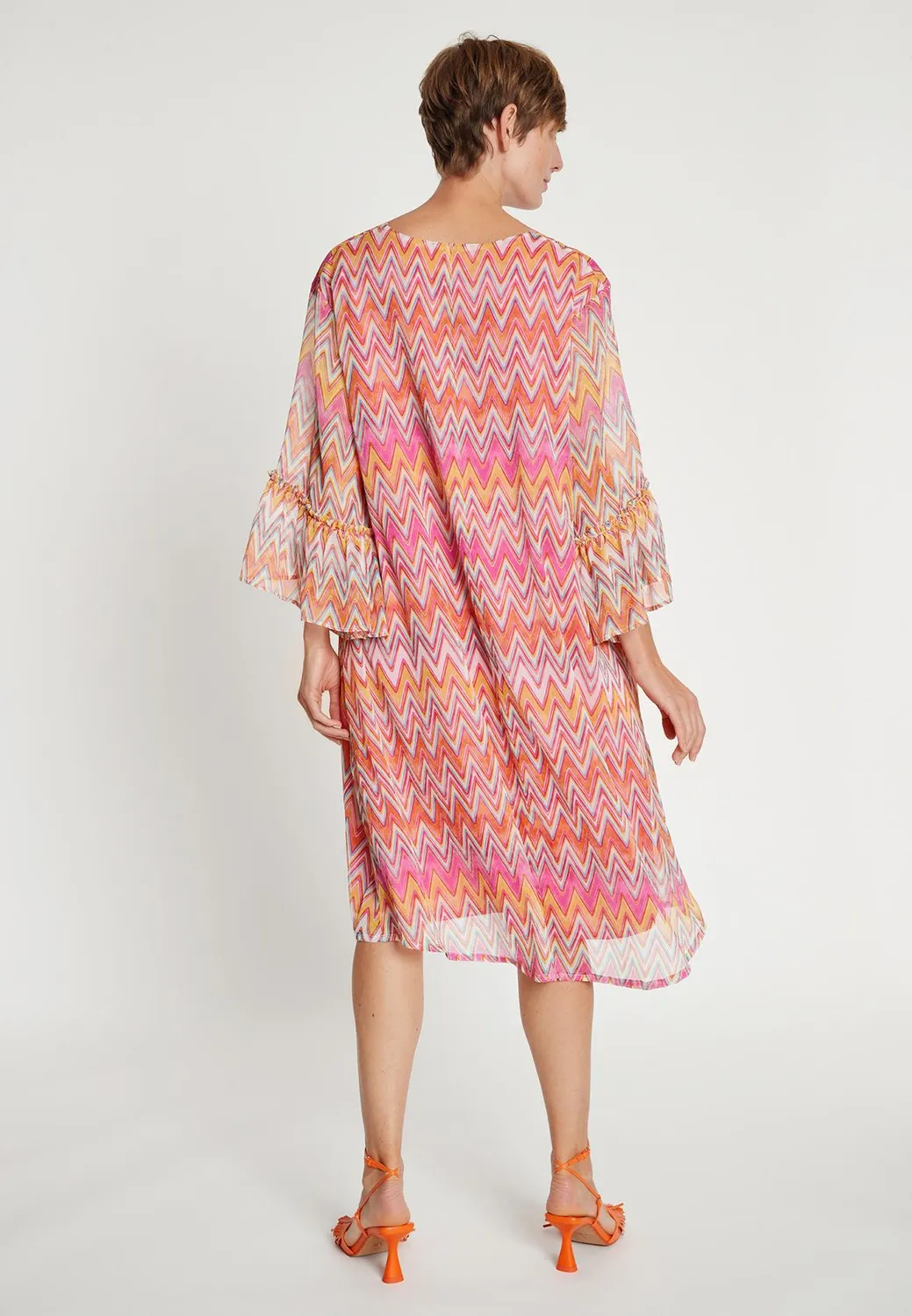 Ana Alcazar Libea abito chiffon fantasia scollo V