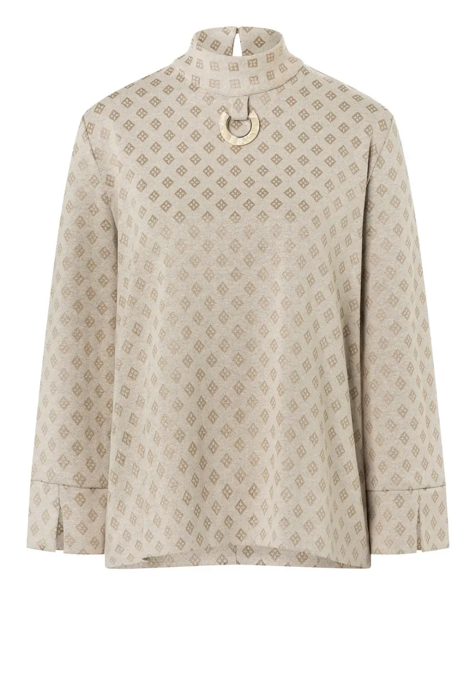 Ana Alcazar Hemmea top collo alto beige a quadri