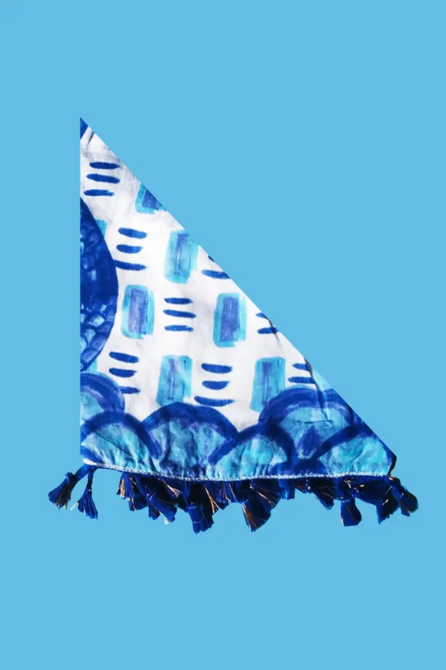 Antica Sartoria Marino DV2125 foulard triangolo blu cotone