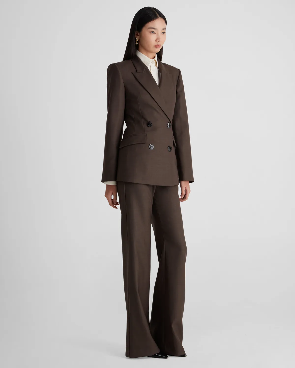Violante Nessi Sir Blazer doppiopetto marrone lana