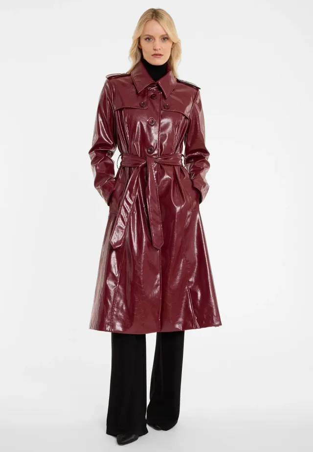 Ana Alcazar Acela trench bordeaux vernice
