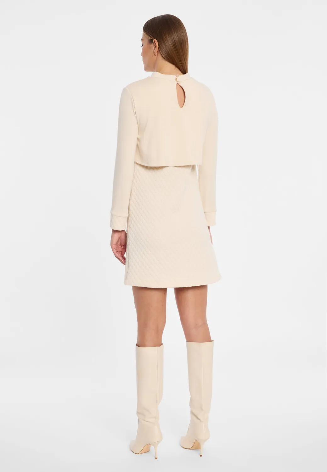 Ana Alcazar Adlina abito strati bianco jersey