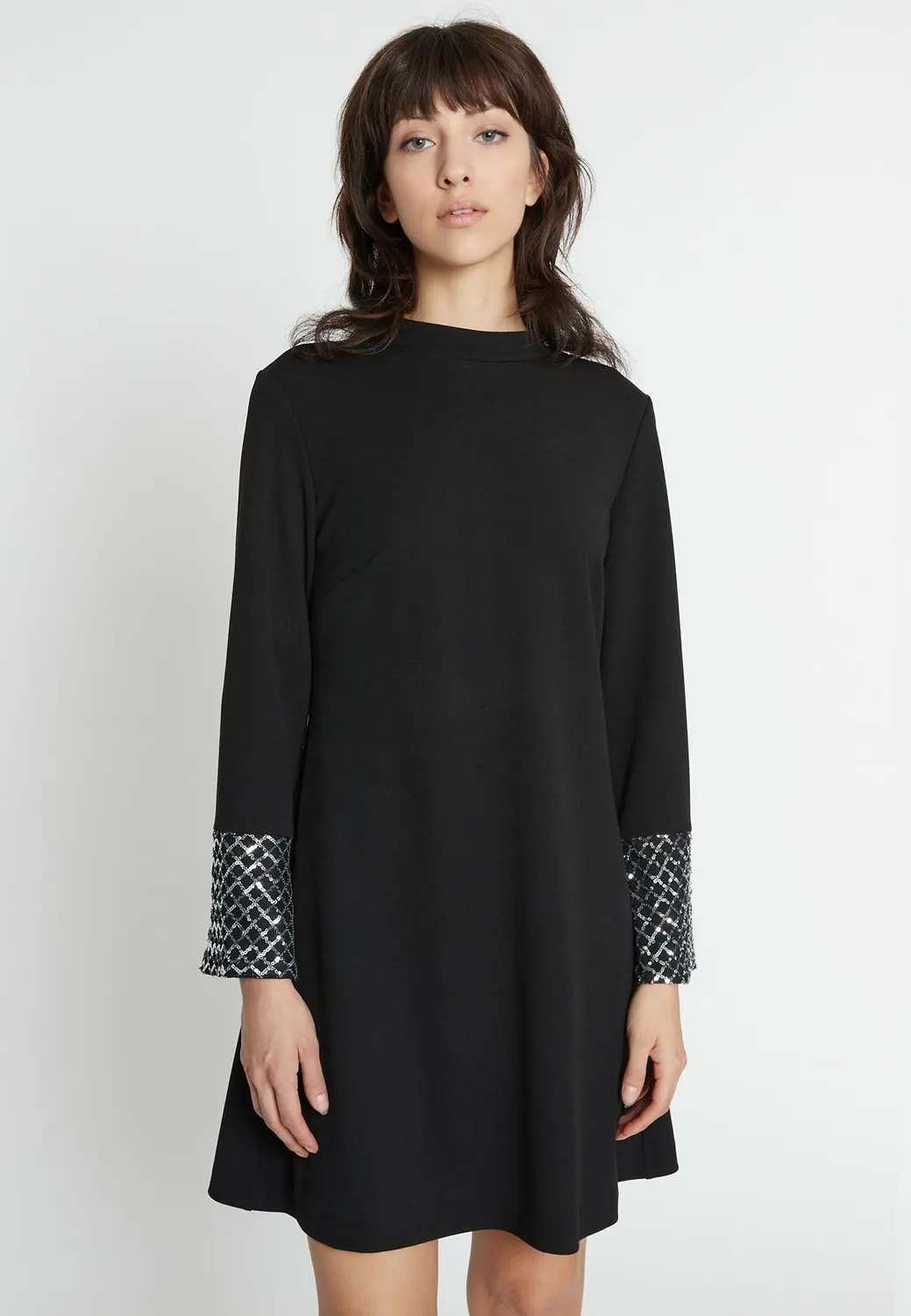 Ana Alcazar Odani abito nero corto paillettes