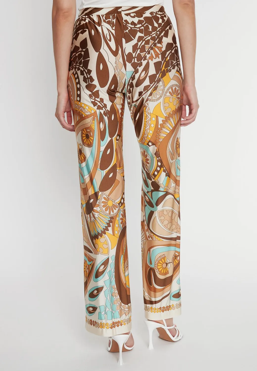 Ana Alcazar Pikila pantaloni jersey stampa marrone