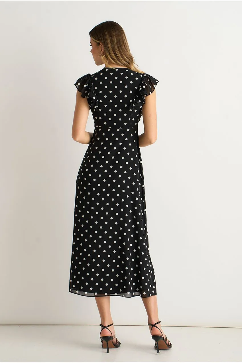 Gini London Skater abito midi nero 12 scollo a V