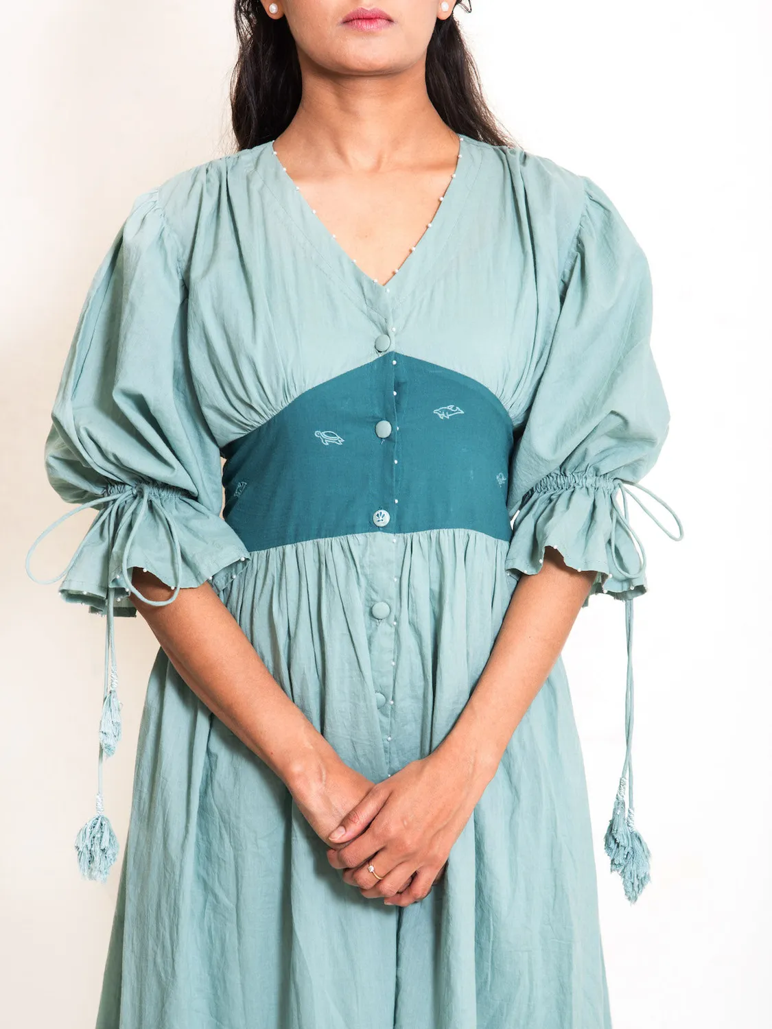 Our Dve Cordelia Turt abito lungo verde menta