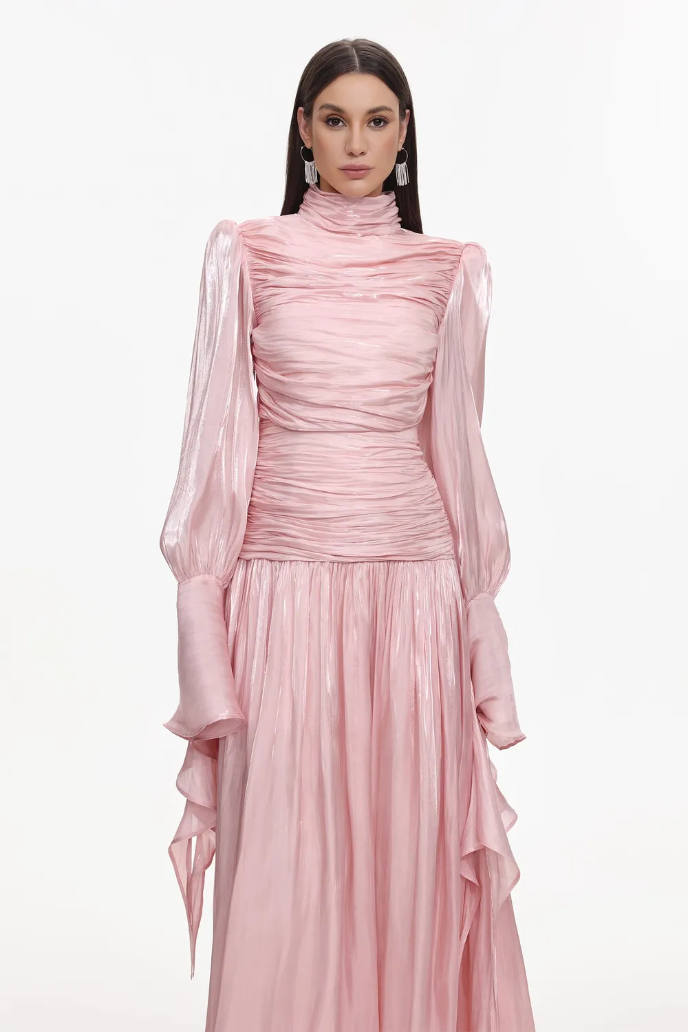 Bella Barnett Viky Resort abito lungo rosa manica lunga