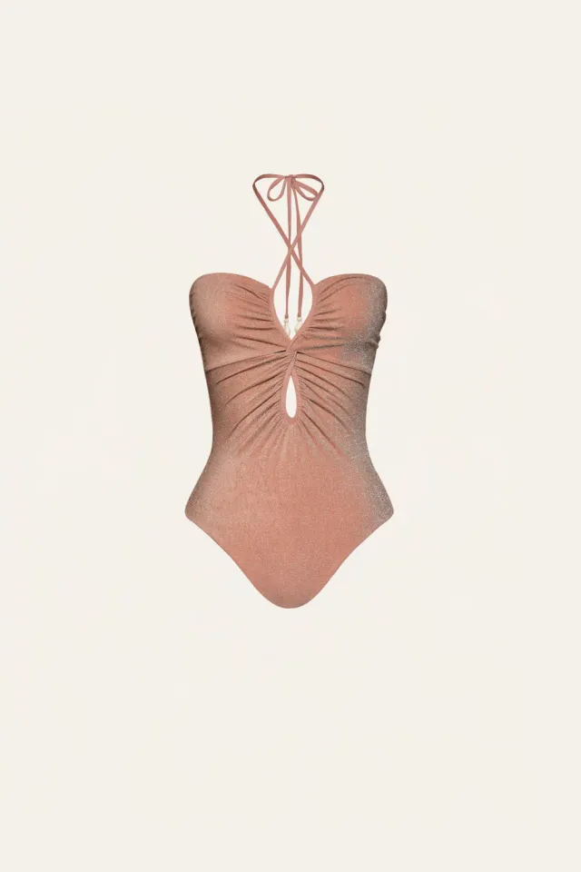 Johanna Ortiz Coral Reef costume intero rosa lurex