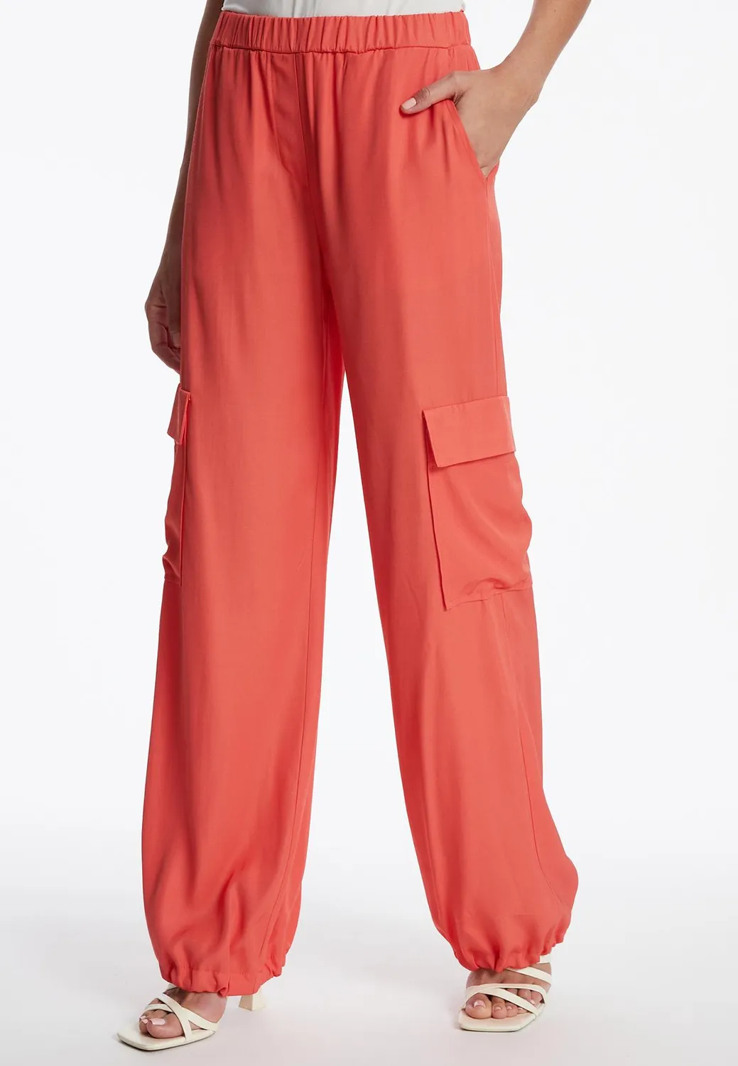 Ana Alcazar Zapasa pantaloni cargo corallo vita elasticizzata