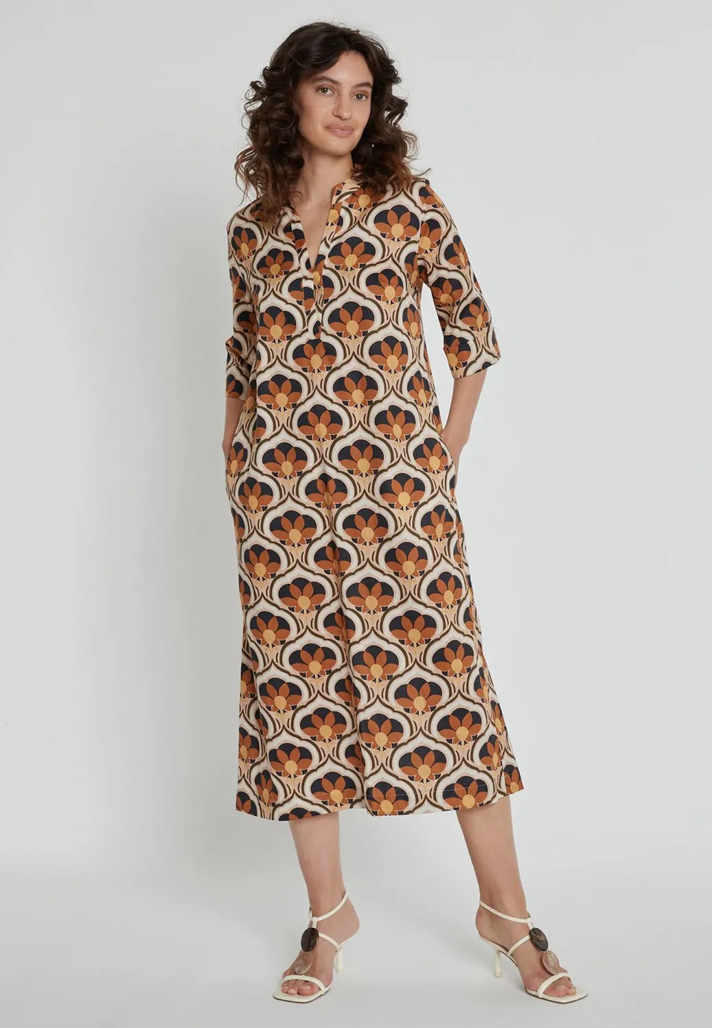Ana Alcazar Kagea Abito Camicia Midi Marrone
