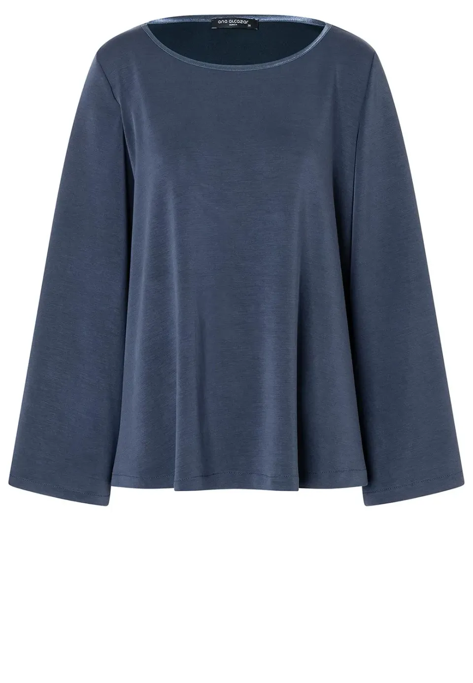 Ana Alcazar Serea top jersey blu maniche trombetta