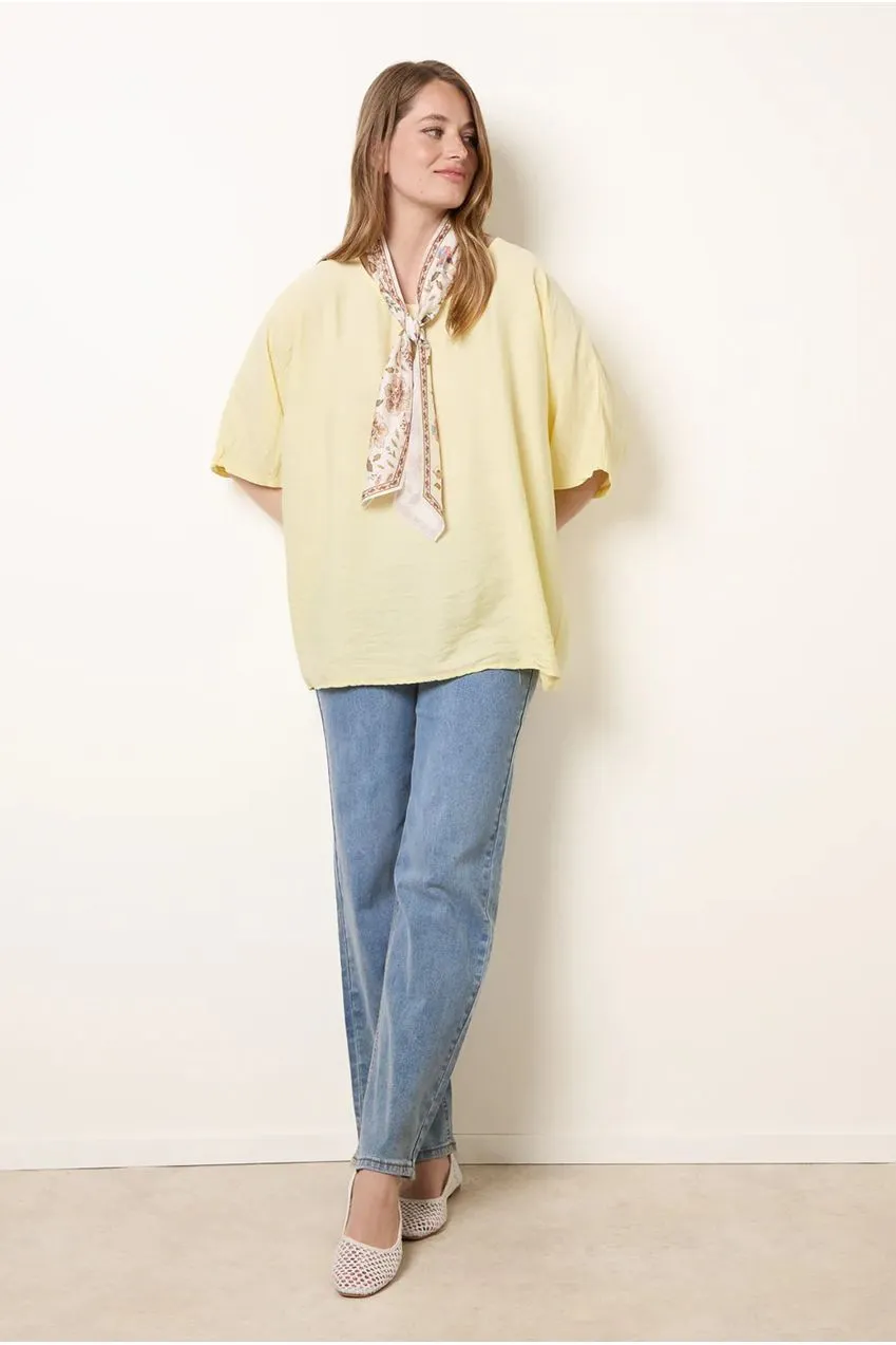 Blue Vanilla top limone viscosa con foulard taglia unica