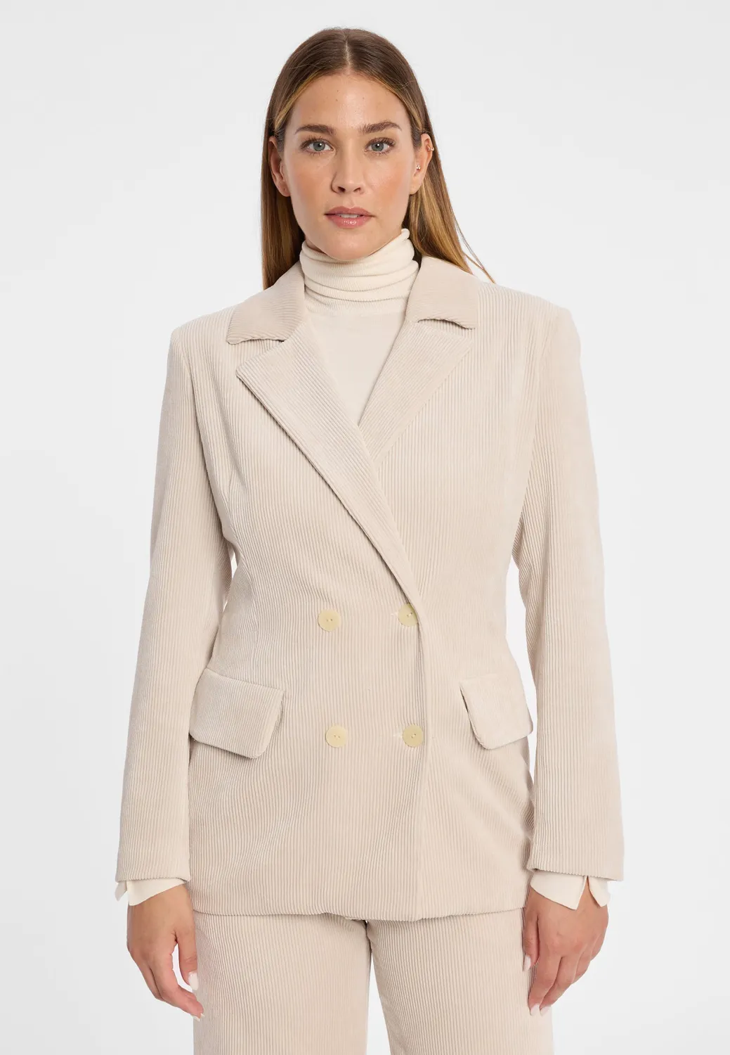 Ana Alcazar Adiba blazer velluto panna doppiopetto lungo