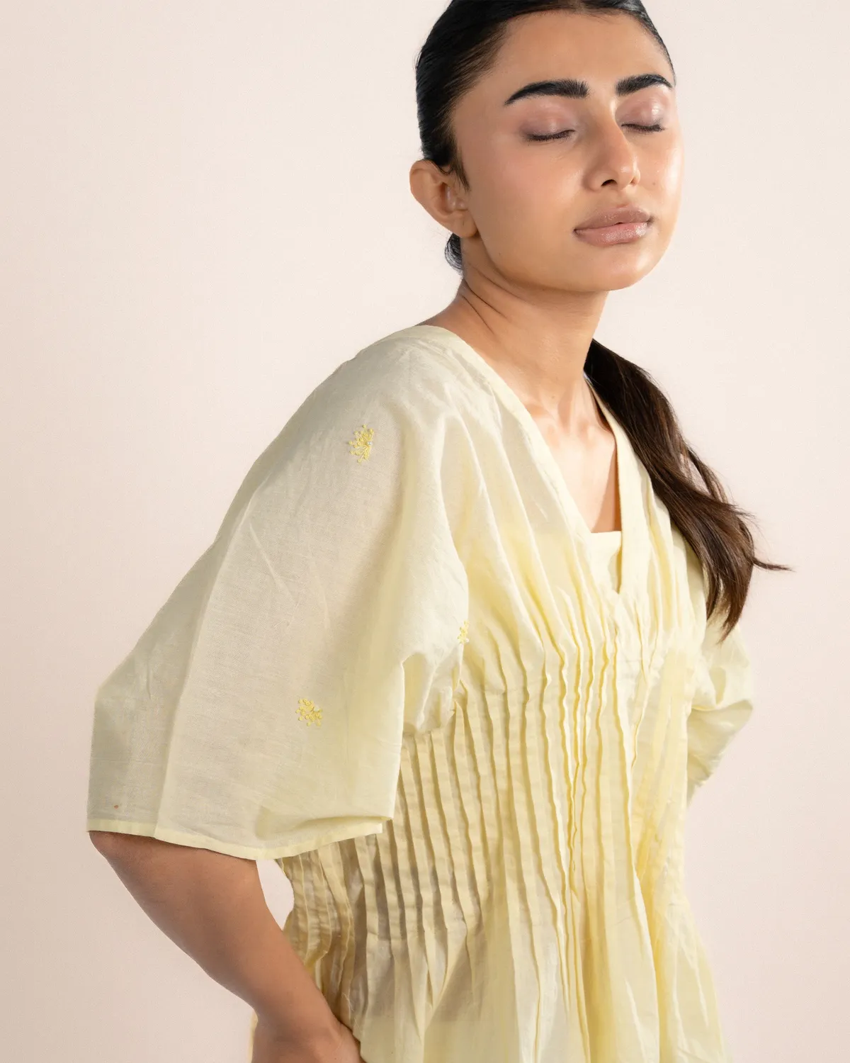 Our Dve Eira top cotone giallo limone 2 pezzi