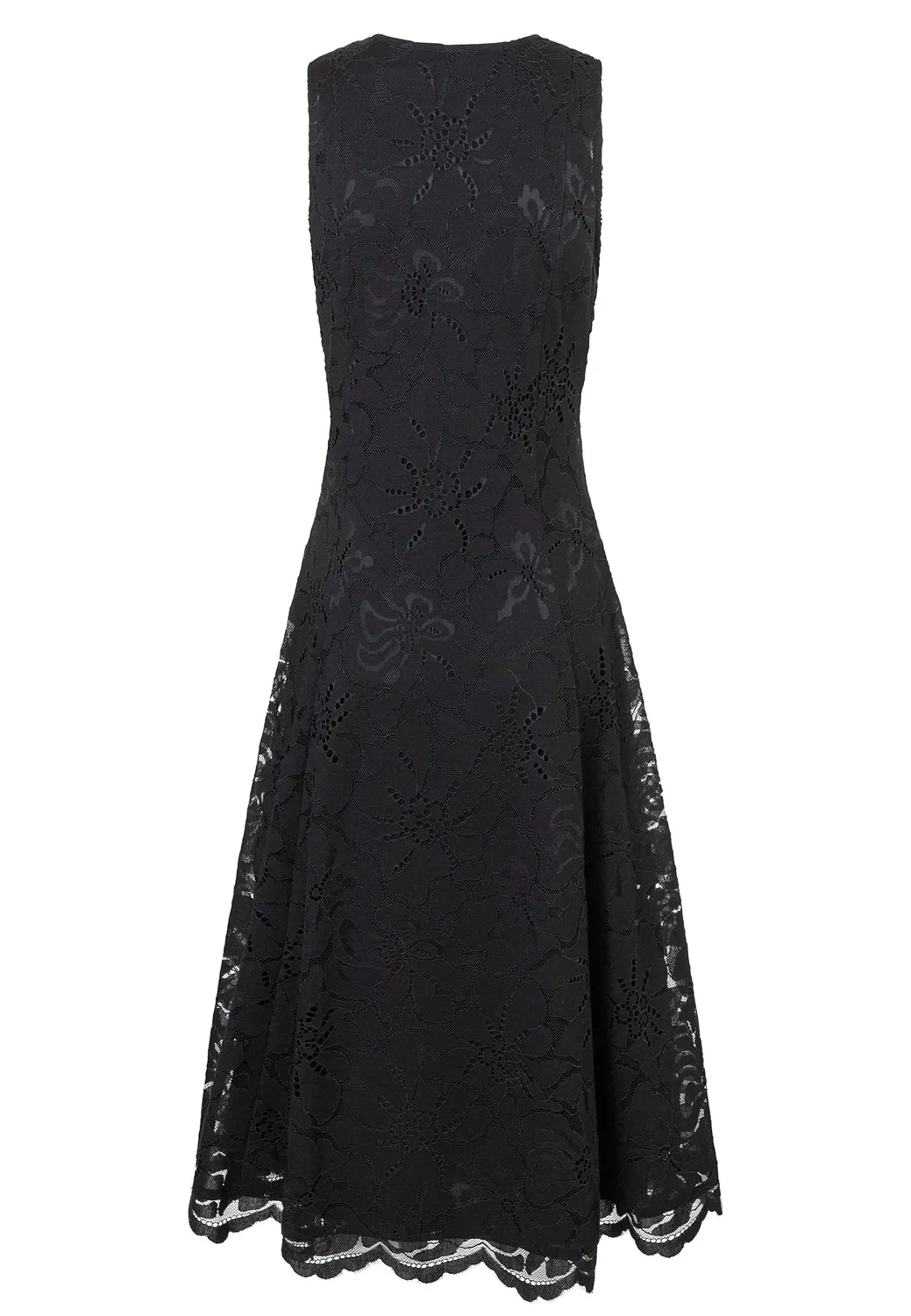 Ana Alcazar Duvia abito in pizzo nero midi