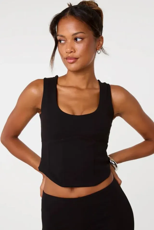 Pink Vanilla Ponte Corset top nero S elasticizzato