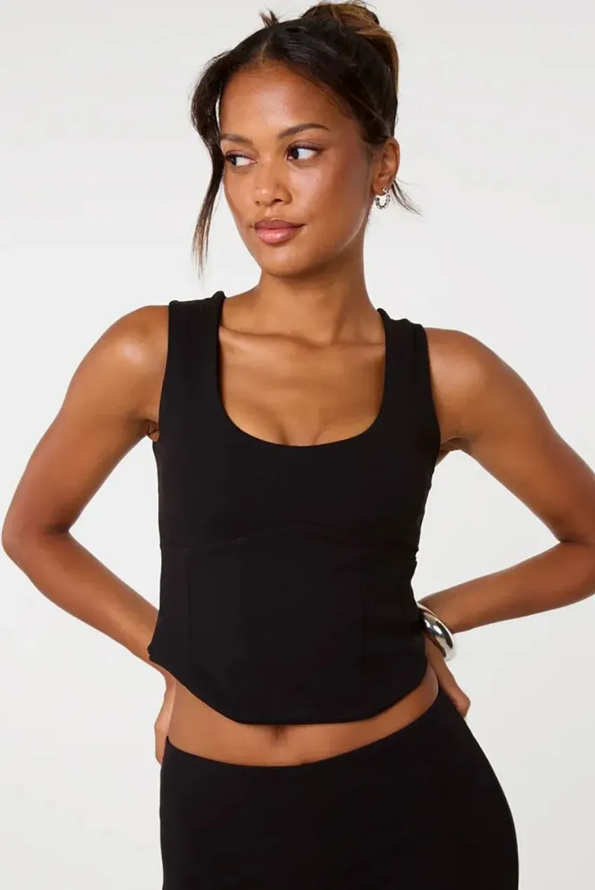 Pink Vanilla Ponte Corset top nero S elasticizzato