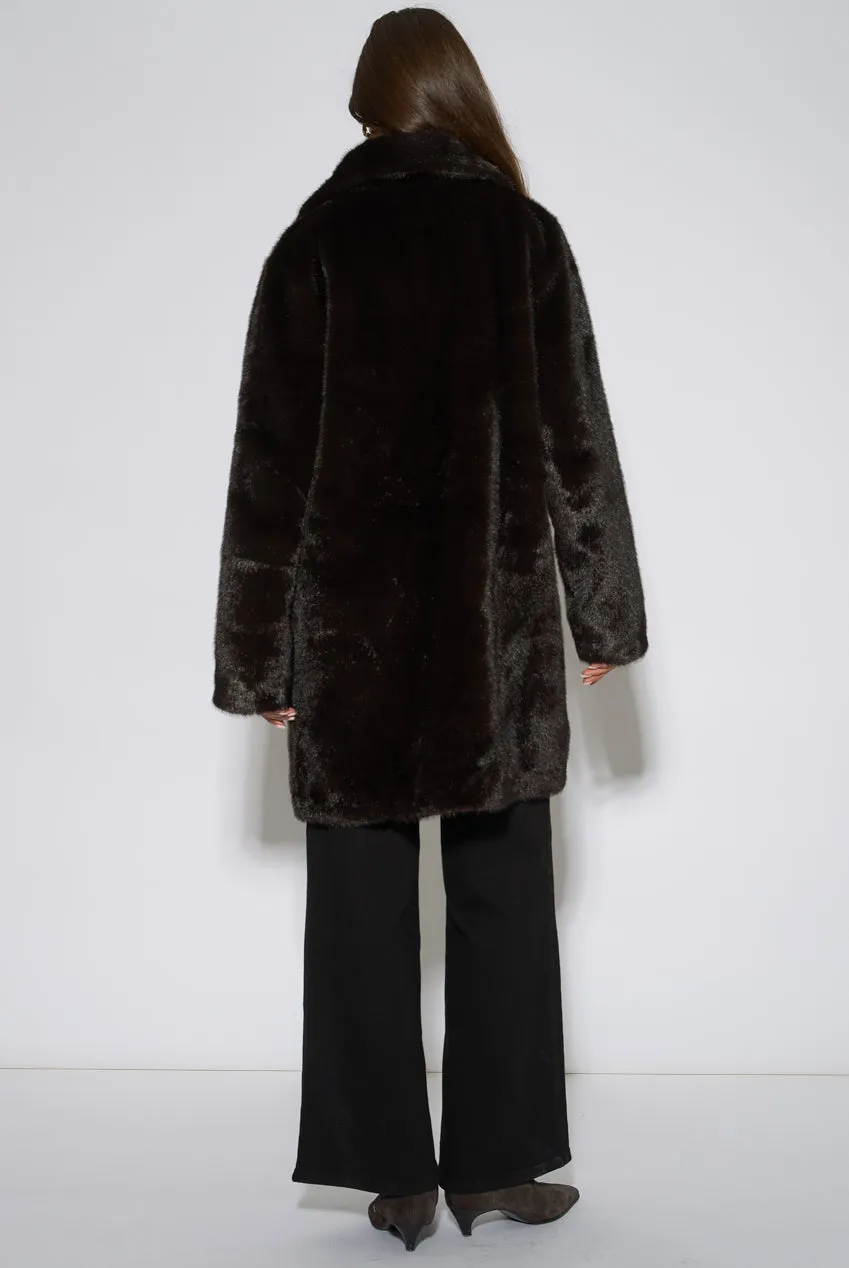 Gini London Bitter Chocolate cappotto ecopelliccia cioccolato