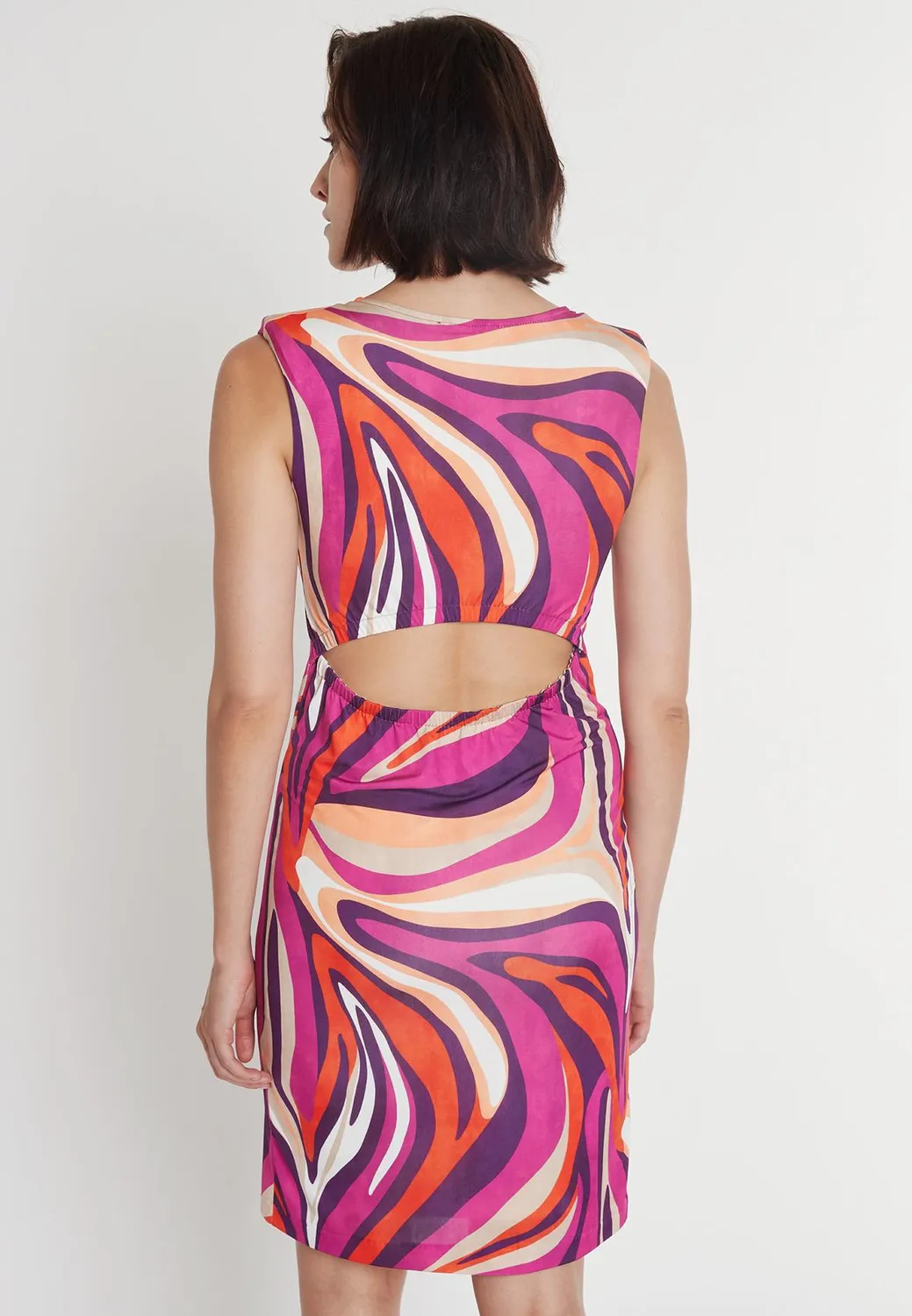 Ana Alcazar Primy tubino jersey stampa fucsia