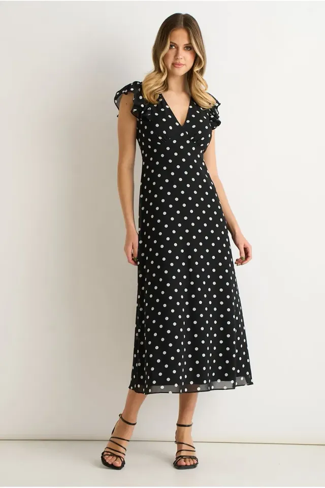 Gini London Skater abito midi nero 12 scollo a V