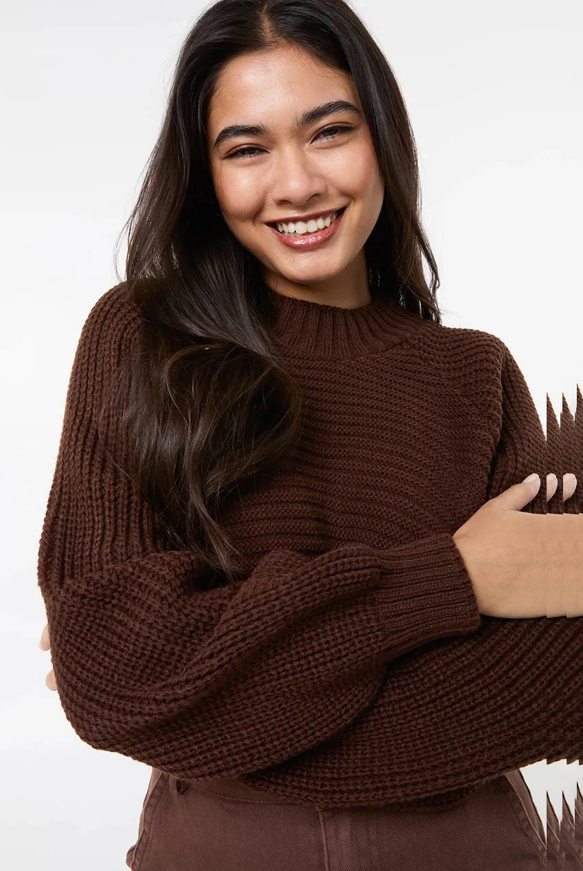 Pink Vanilla High Neck maglione crop cioccolato