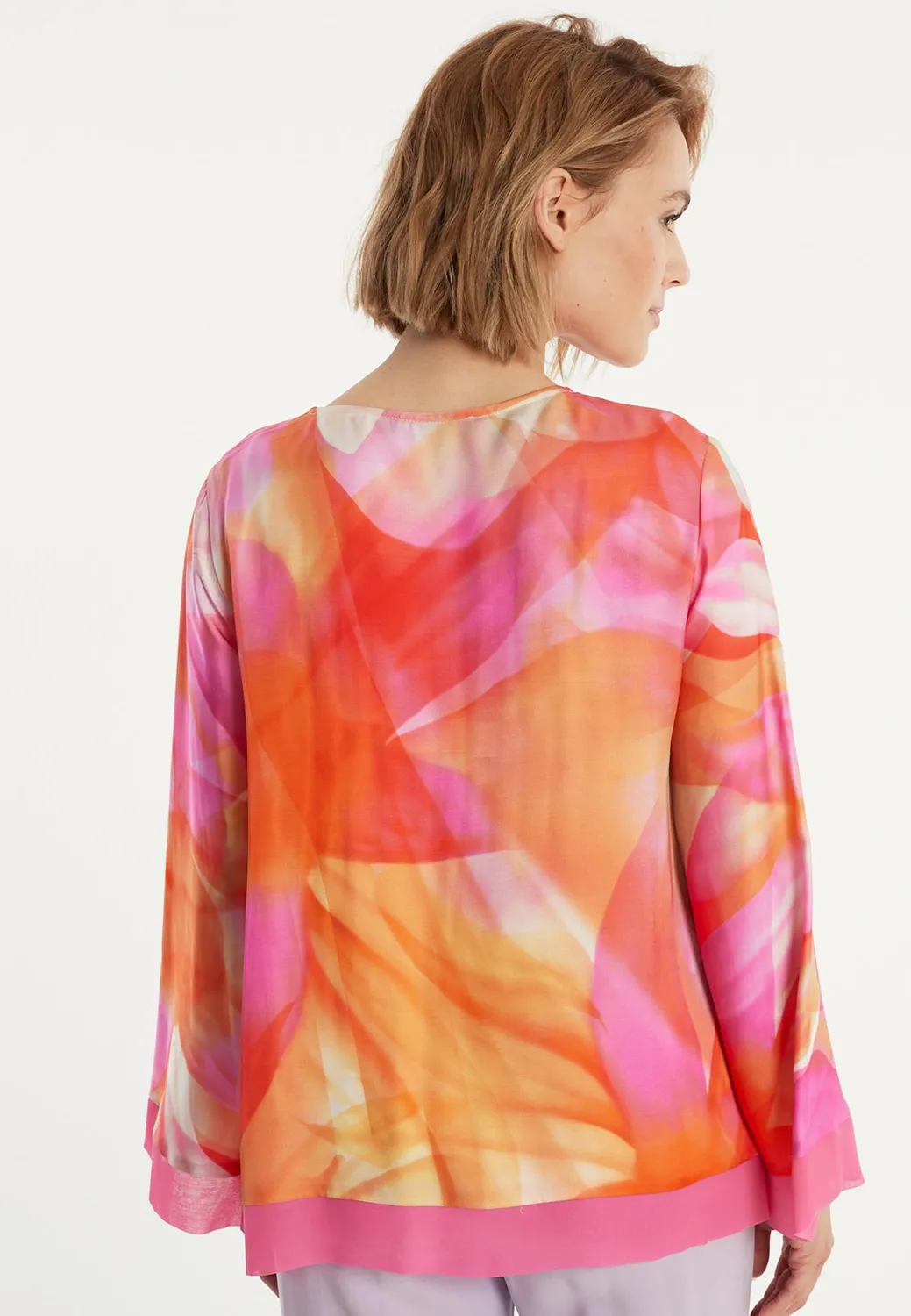 Ana Alcazar Zawera blusa satin floreale maniche ampie
